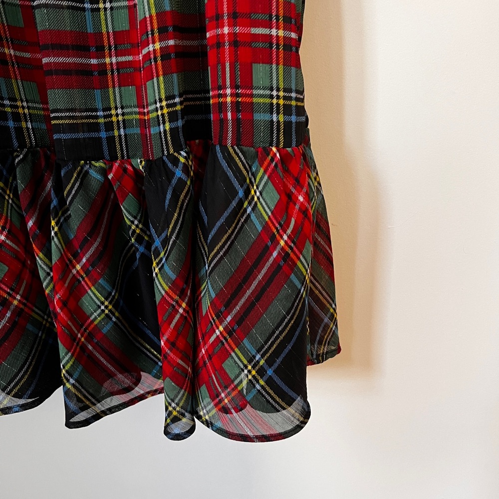 J. Crew Red & Green Holiday Tartan Cocktail MIDI Dress with Slip, sz. XL - Picture 2 of 10